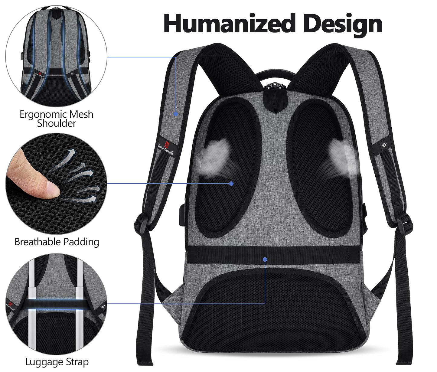 UKEIN Laptop Backpack with USB Charging Port Water Resistant Backpacks for Adults Work Business Laptop Backpack for Men