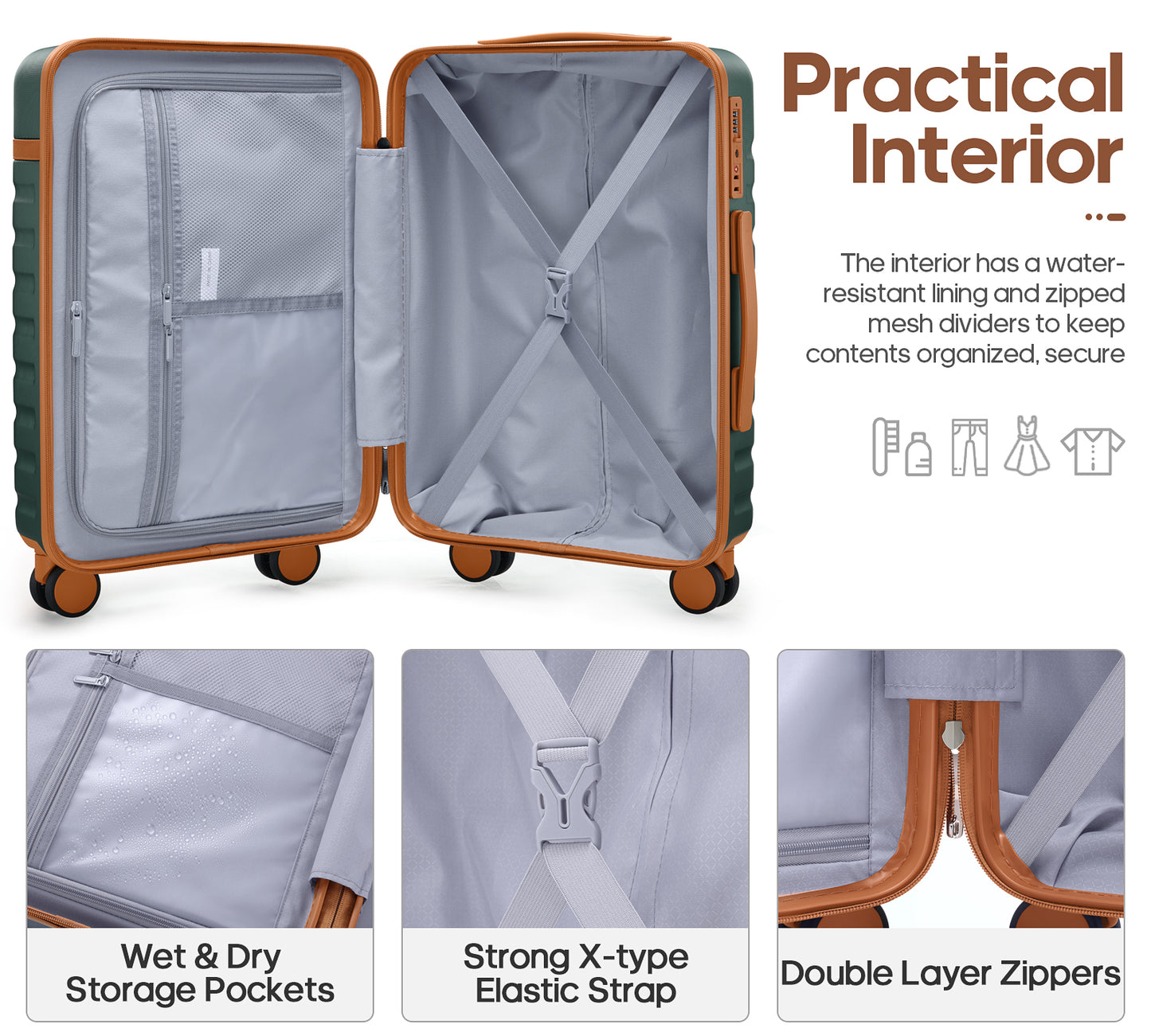 UKEIN Luggage Sets 3 Piece, Carry On Luggage with Wheels, 28 Inch Hardshell Suitcase with TSA Lock, 100% PC Carry On Suitcases Airline Approved With Travel Backpack for Men Women