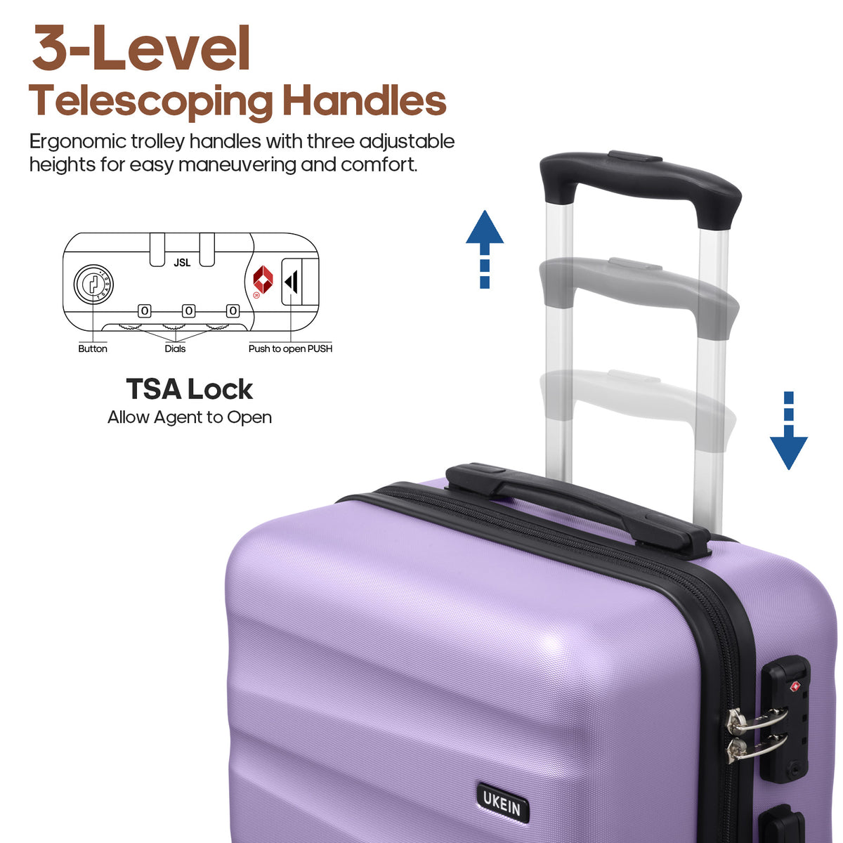 UKEIN Carry on Luggage Airline Approved 100% PC Hard Shell Carry On Suitcase with YKK Zipper Spinner Wheels TSA Lock Carry on with Backpack Set