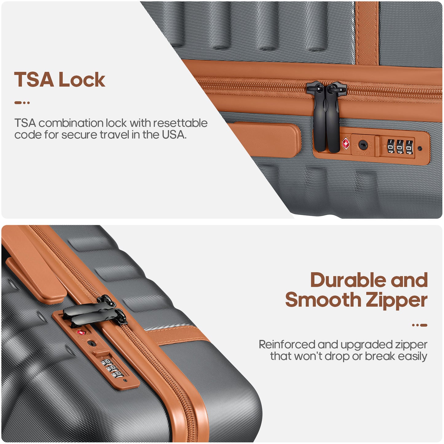 UKEIN Luggage Sets 3 Piece, Carry On Luggage with Wheels, 24 Inch Hardshell Suitcase with TSA Lock, 100% PC Carry On Suitcases Airline Approved With Travel Backpack for Men Women