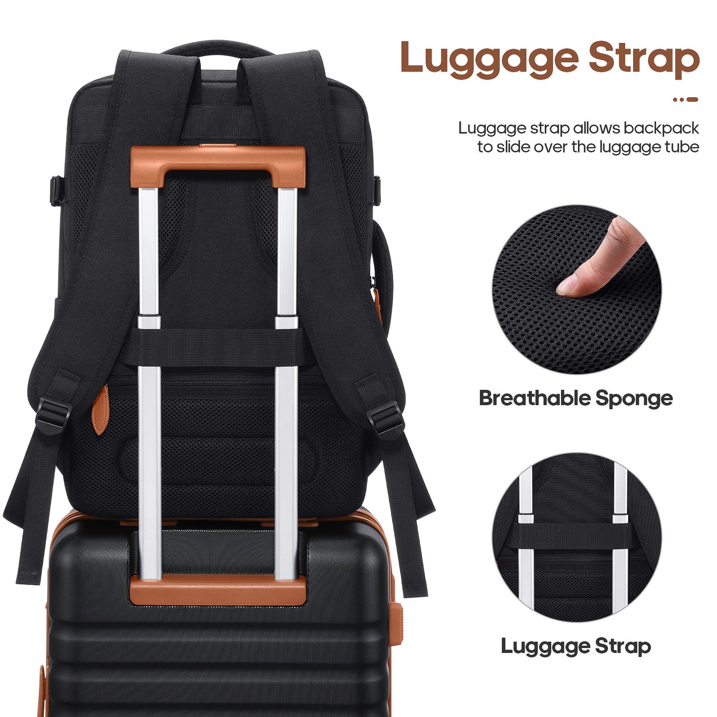 UKEIN Luggage Sets 3 Piece, Carry On Luggage with Wheels, 20 Inch Hardshell Suitcase with TSA Lock, 100% PC Carry On Suitcases Airline Approved With Travel Backpack for Men Women