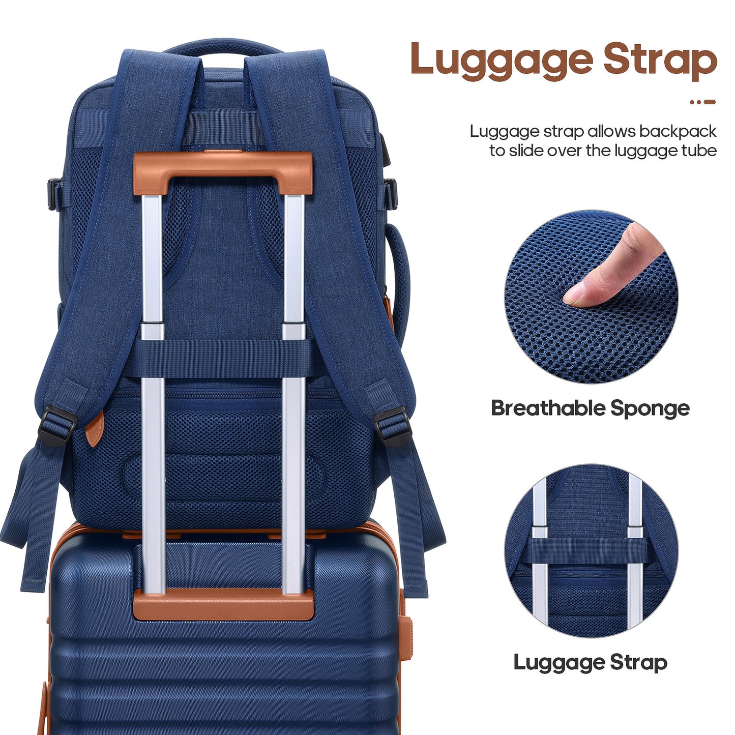 UKEIN Luggage Sets 3 Piece, Carry On Luggage with Wheels, 20 Inch Hardshell Suitcase with TSA Lock, 100% PC Carry On Suitcases Airline Approved With Travel Backpack for Men Women