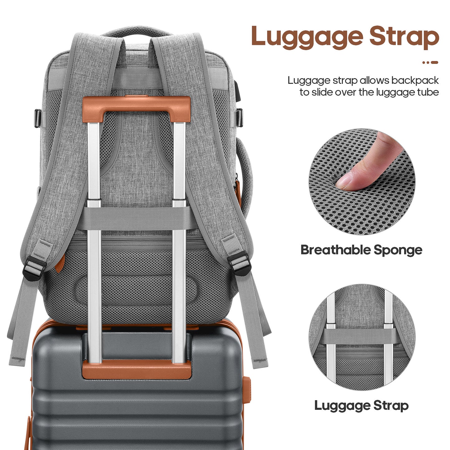 UKEIN Luggage Sets 3 Piece, Carry On Luggage with Wheels, 20 Inch Hardshell Suitcase with TSA Lock, 100% PC Carry On Suitcases Airline Approved With Travel Backpack for Men Women