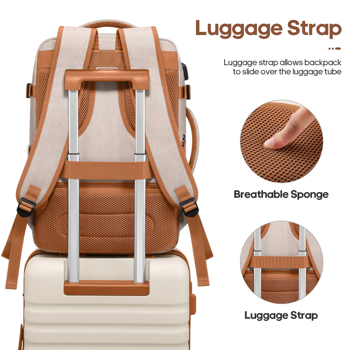 UKEIN Luggage Sets 3 Piece, Carry On Luggage with Wheels, 20 Inch Hardshell Suitcase with TSA Lock, 100% PC Carry On Suitcases Airline Approved With Travel Backpack for Men Women