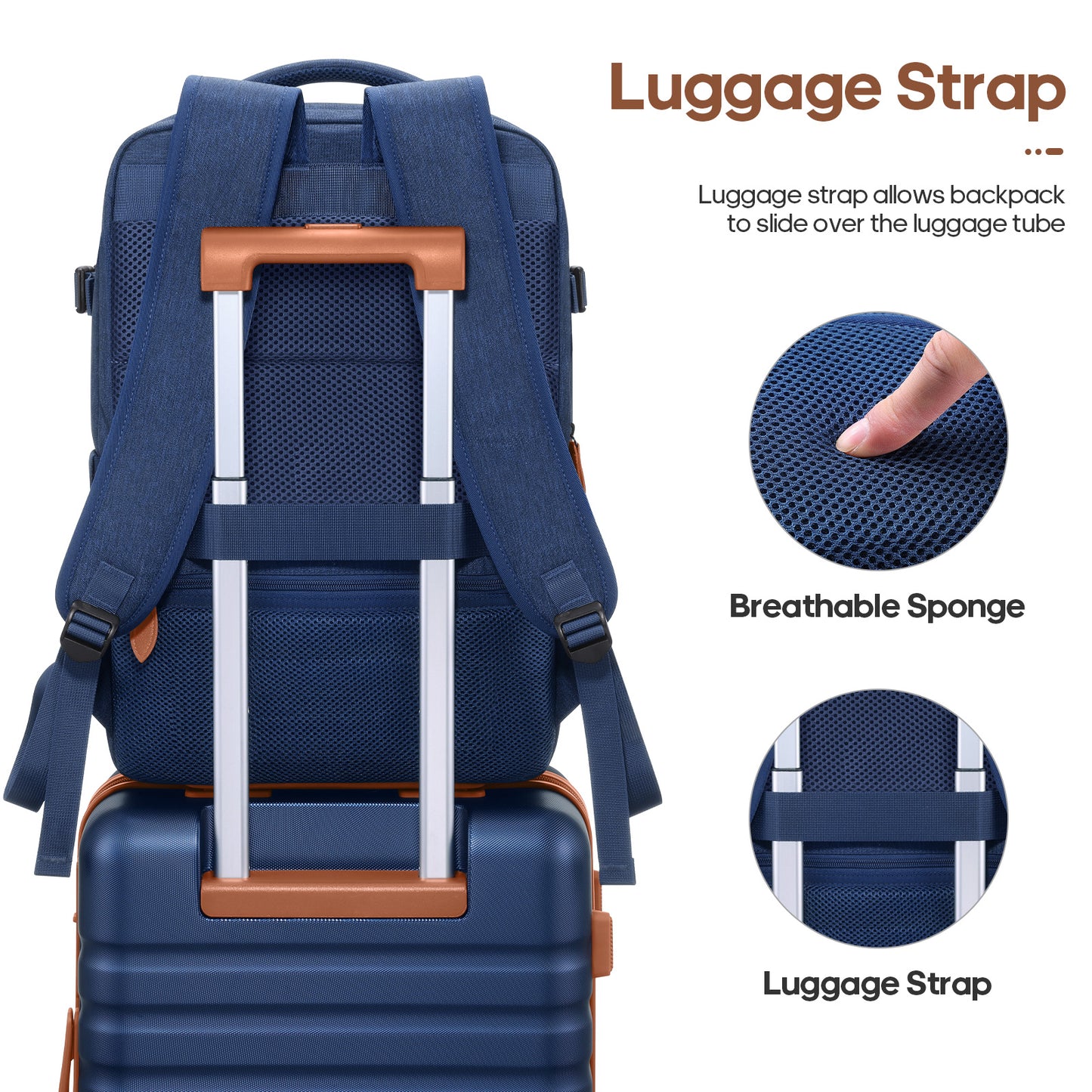 UKEIN Luggage Sets 3 Piece, Carry On Luggage with Wheels, 24 Inch Hardshell Suitcase with TSA Lock, 100% PC Carry On Suitcases Airline Approved With Travel Backpack for Men Women