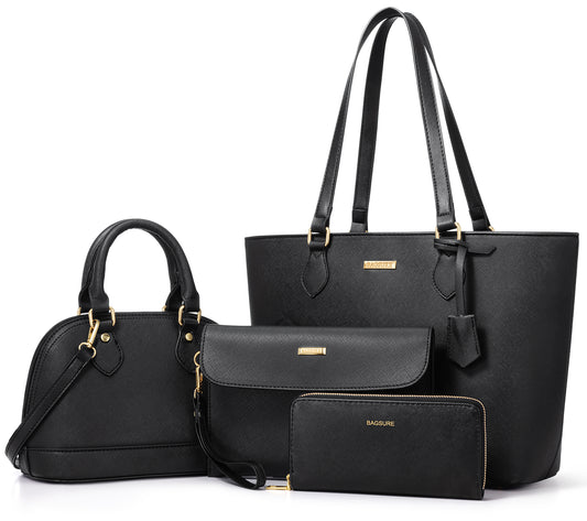Women Handbags Set 4pcs Purses for Women Tote Bags Satchel Shoulder Bag Wristlet Bag Clutch Purse for Women
