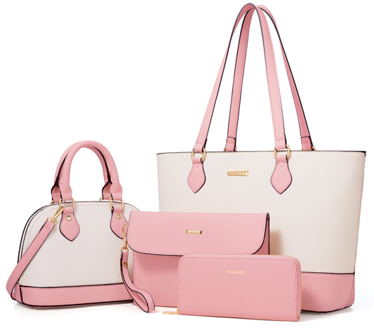 Women Handbags Set 4pcs Purses for Women Tote Bags Satchel Shoulder Bag Wristlet Bag Clutch Purse for Women