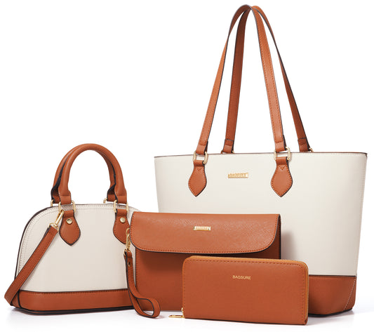 Women Handbags Set 4pcs Purses for Women Tote Bags Satchel Shoulder Bag Wristlet Bag Clutch Purse for Women