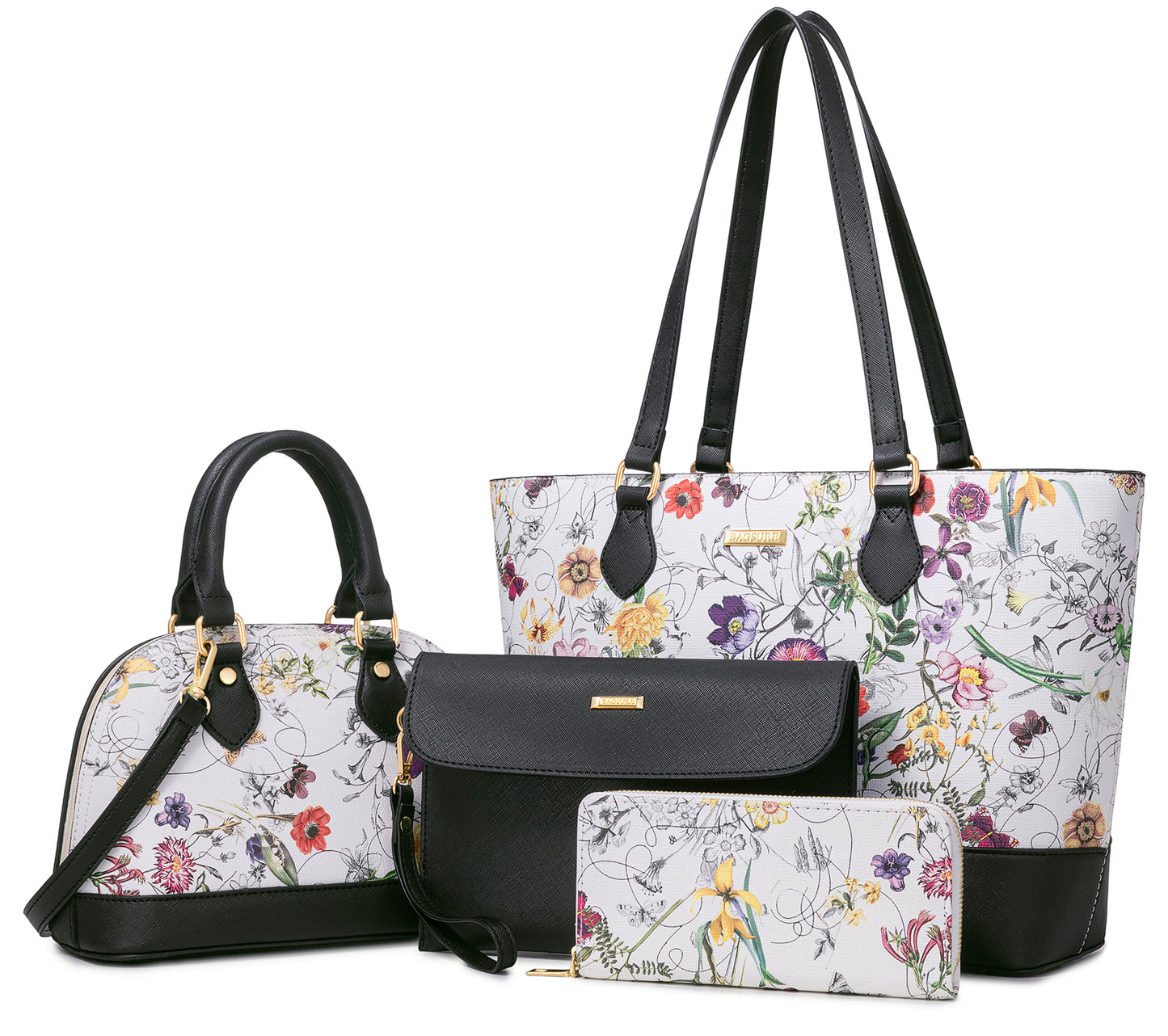 Women Handbags Set 4pcs Purses for Women Tote Bags Satchel Shoulder Bag Wristlet Bag Clutch Purse for Women