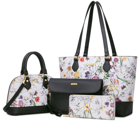Women Handbags Set 4pcs Purses for Women Tote Bags Satchel Shoulder Bag Wristlet Bag Clutch Purse for Women