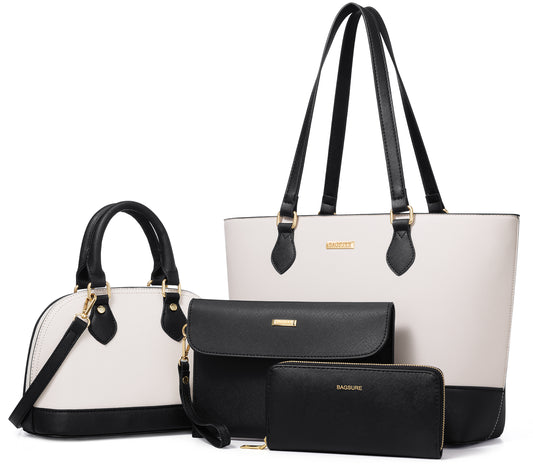 Women Handbags Set 4pcs Purses for Women Tote Bags Satchel Shoulder Bag Wristlet Bag Clutch Purse for Women
