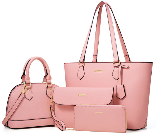 Women Handbags Set 4pcs Purses for Women Tote Bags Satchel Shoulder Bag Wristlet Bag Clutch Purse for Women