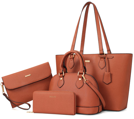 Women Handbags Set 4pcs Purses for Women Tote Bags Satchel Shoulder Bag Wristlet Bag Clutch Purse for Women