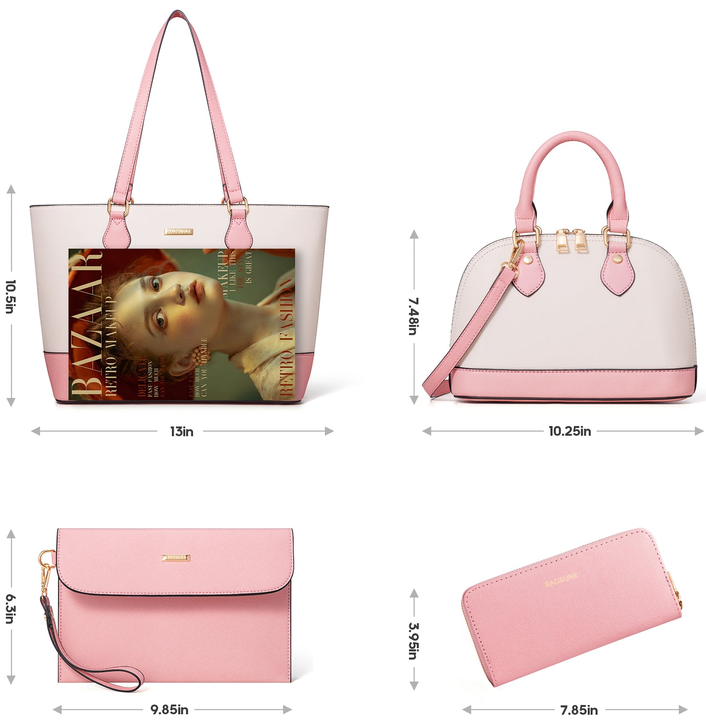 Women Handbags Set 4pcs Purses for Women Tote Bags Satchel Shoulder Bag Wristlet Bag Clutch Purse for Women