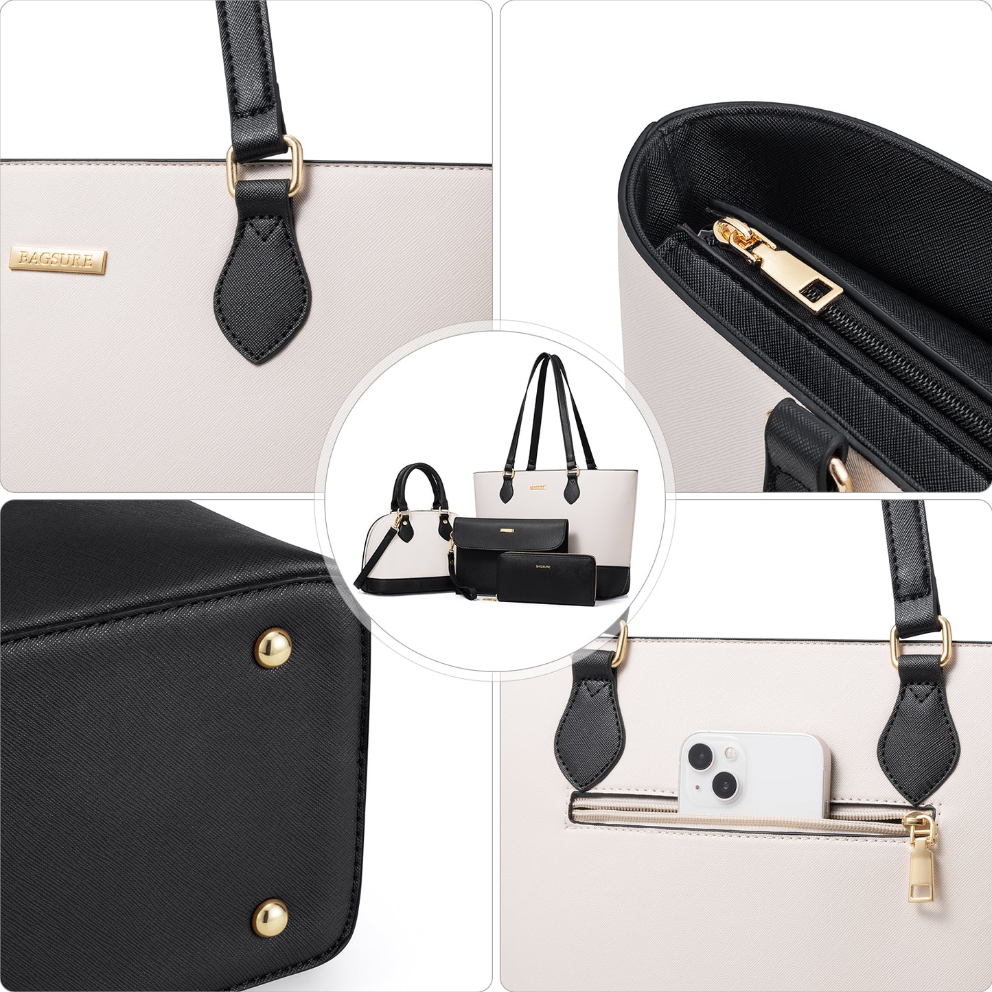 Women Handbags Set 4pcs Purses for Women Tote Bags Satchel Shoulder Bag Wristlet Bag Clutch Purse for Women
