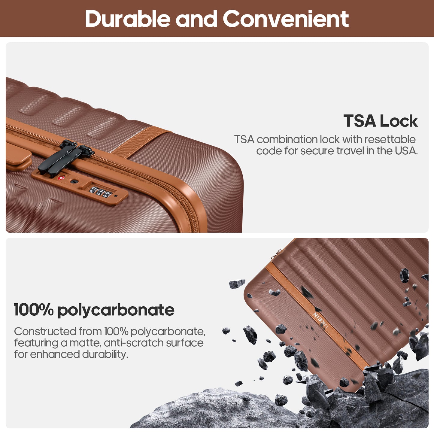 UKEIN Carry On Luggage Airline Approved, 100% PC Luggage Sets with YKK Zipper Spinner Wheels, 20 Inch Carry On Suitcases with Backpack for Men Women
