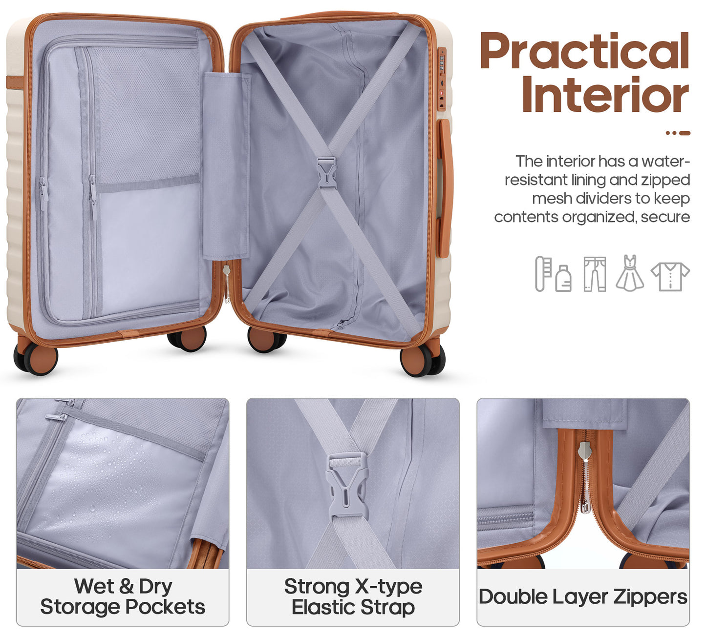 UKEIN Luggage Sets 3 Piece, Carry On Luggage with Wheels, 24 Inch Hardshell Suitcase with TSA Lock, 100% PC Carry On Suitcases Airline Approved With Travel Backpack for Men Women