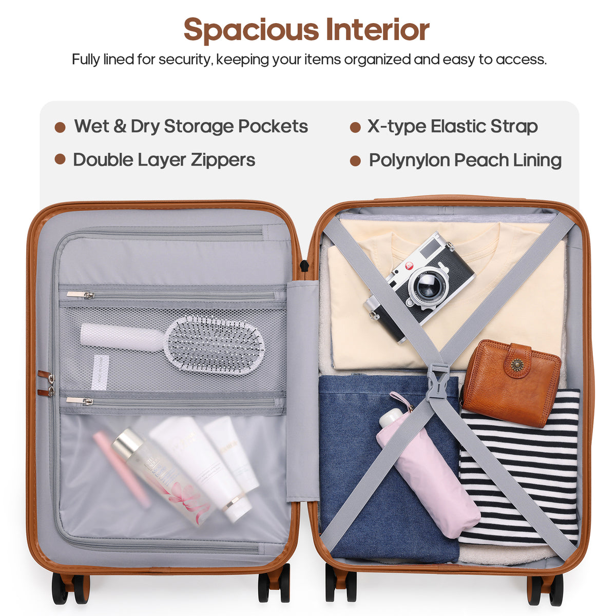 UKEIN Carry on Luggage Airline Approved 100% PC Hard Shell Carry On Suitcase with YKK Zipper Spinner Wheels TSA Lock Carry on with Backpack Set