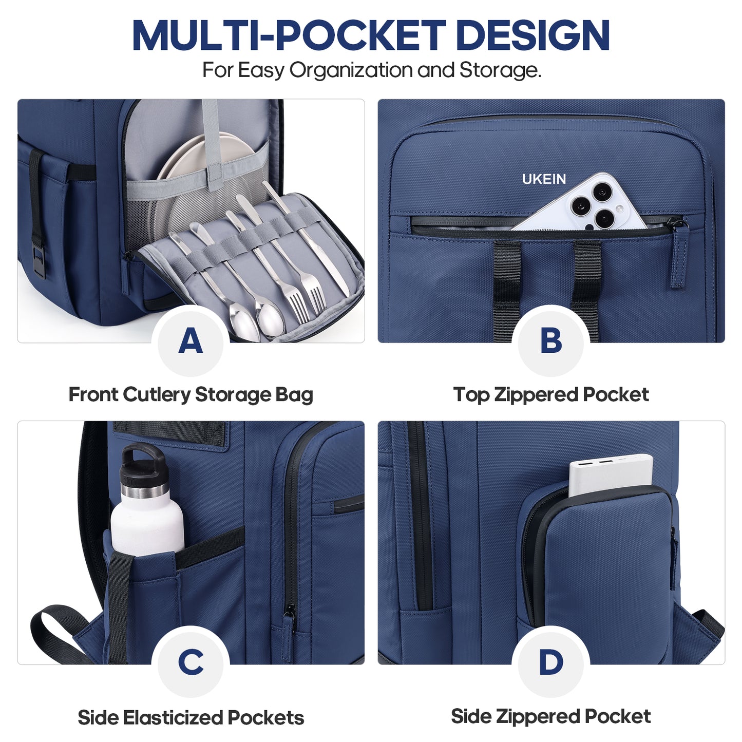 UKEIN 50 Can Backpack Cooler Insulated Leak Proof Soft Sided Cooler Backpack Waterproof Lunch Backpack for Men Women Camping Beach Picnic Work