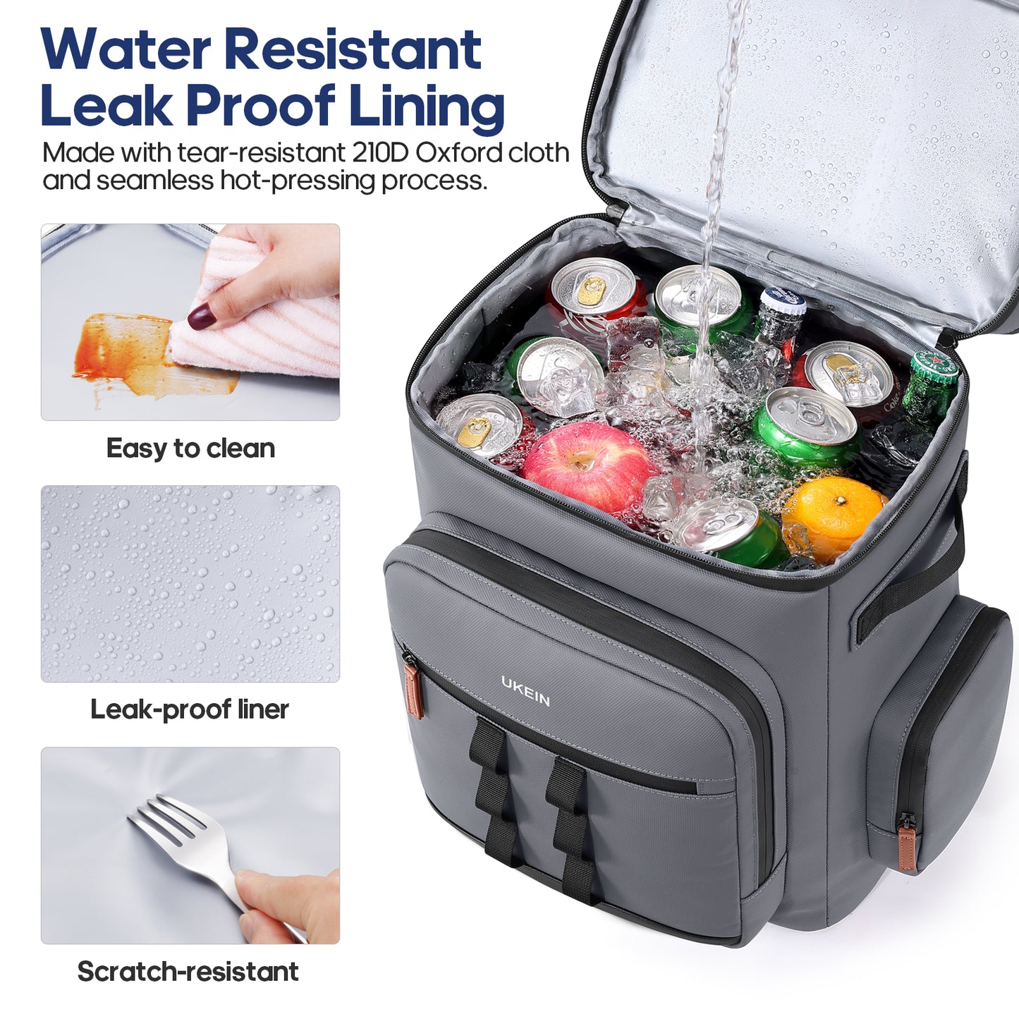 UKEIN 50 Can Backpack Cooler Insulated Leak Proof Soft Sided Cooler Backpack Waterproof Lunch Backpack for Men Women Camping Beach Picnic Work