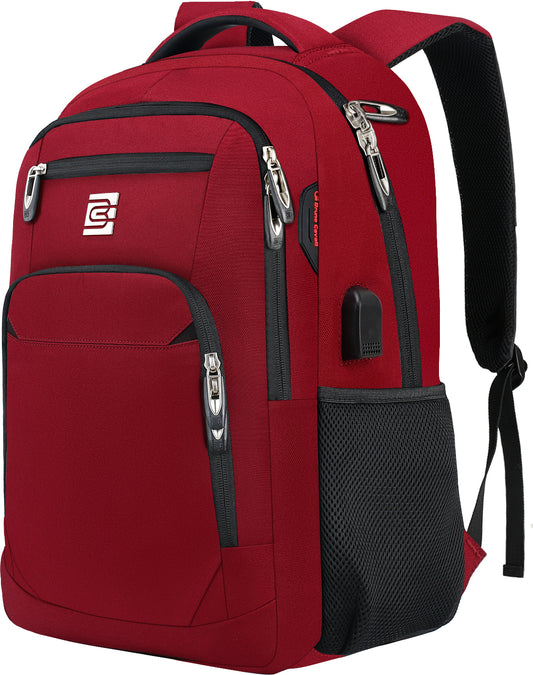 UKEIN Red Laptop Backpack Computer Business Backpack for Adult Water Resistant Anti-Theft Laptop Backpack for Men