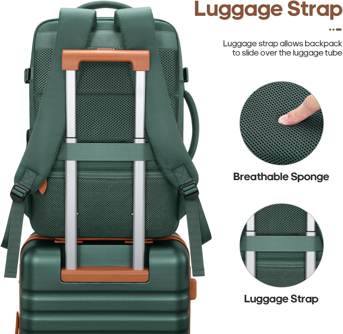 UKEIN Luggage Sets 3 Piece, Carry On Luggage with Wheels, 20 Inch Hardshell Suitcase with TSA Lock, 100% PC Carry On Suitcases Airline Approved With Travel Backpack for Men Women
