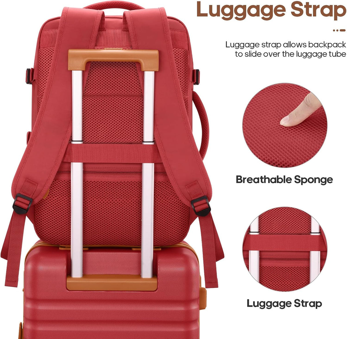 UKEIN Luggage Sets 3 Piece, Carry On Luggage with Wheels, 20 Inch Hardshell Suitcase with TSA Lock, 100% PC Carry On Suitcases Airline Approved With Travel Backpack for Men Women