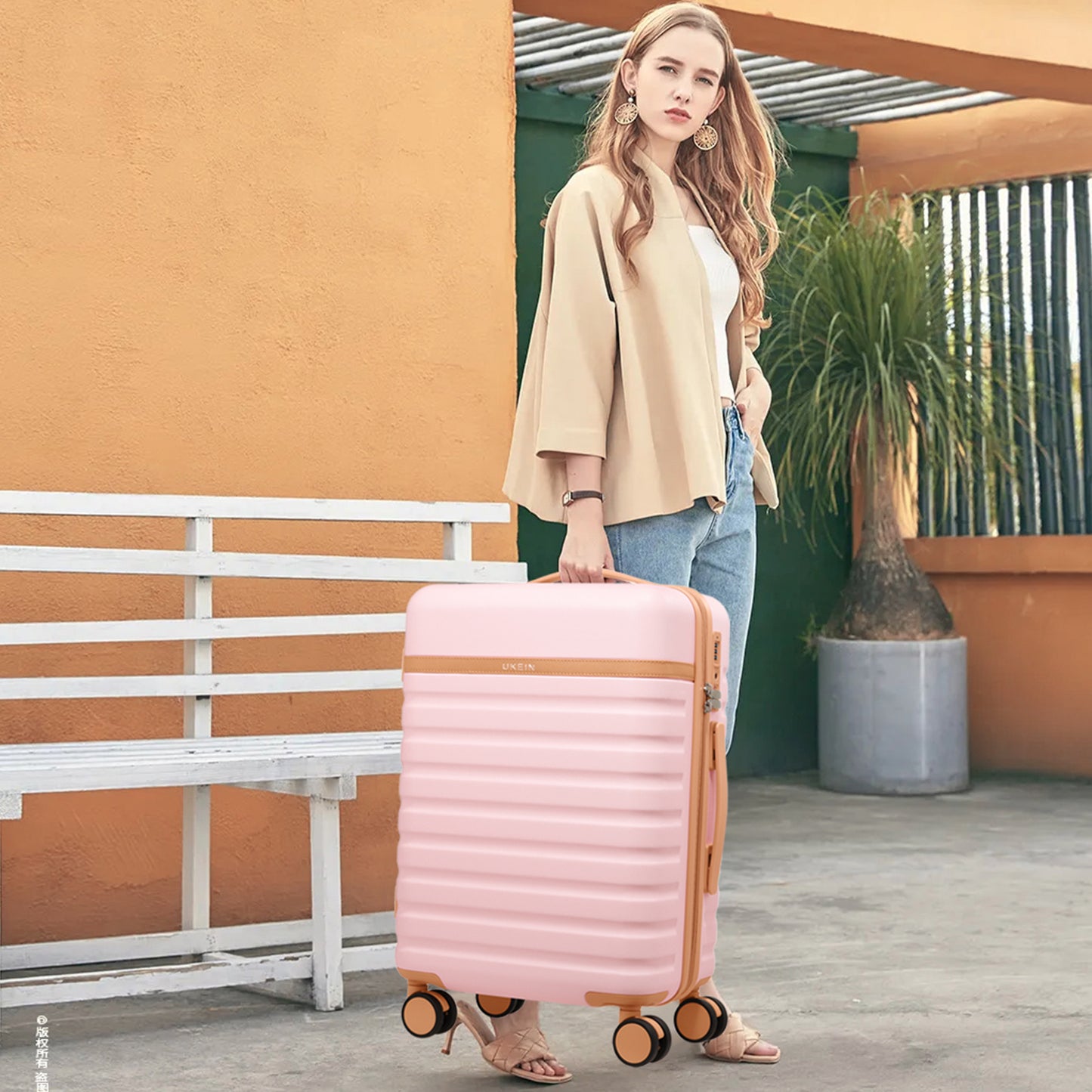 UKEIN Luggage Sets 3 Piece, Carry On Luggage with Wheels, 24 Inch Hardshell Suitcase with TSA Lock, 100% PC Carry On Suitcases Airline Approved With Travel Backpack for Men Women