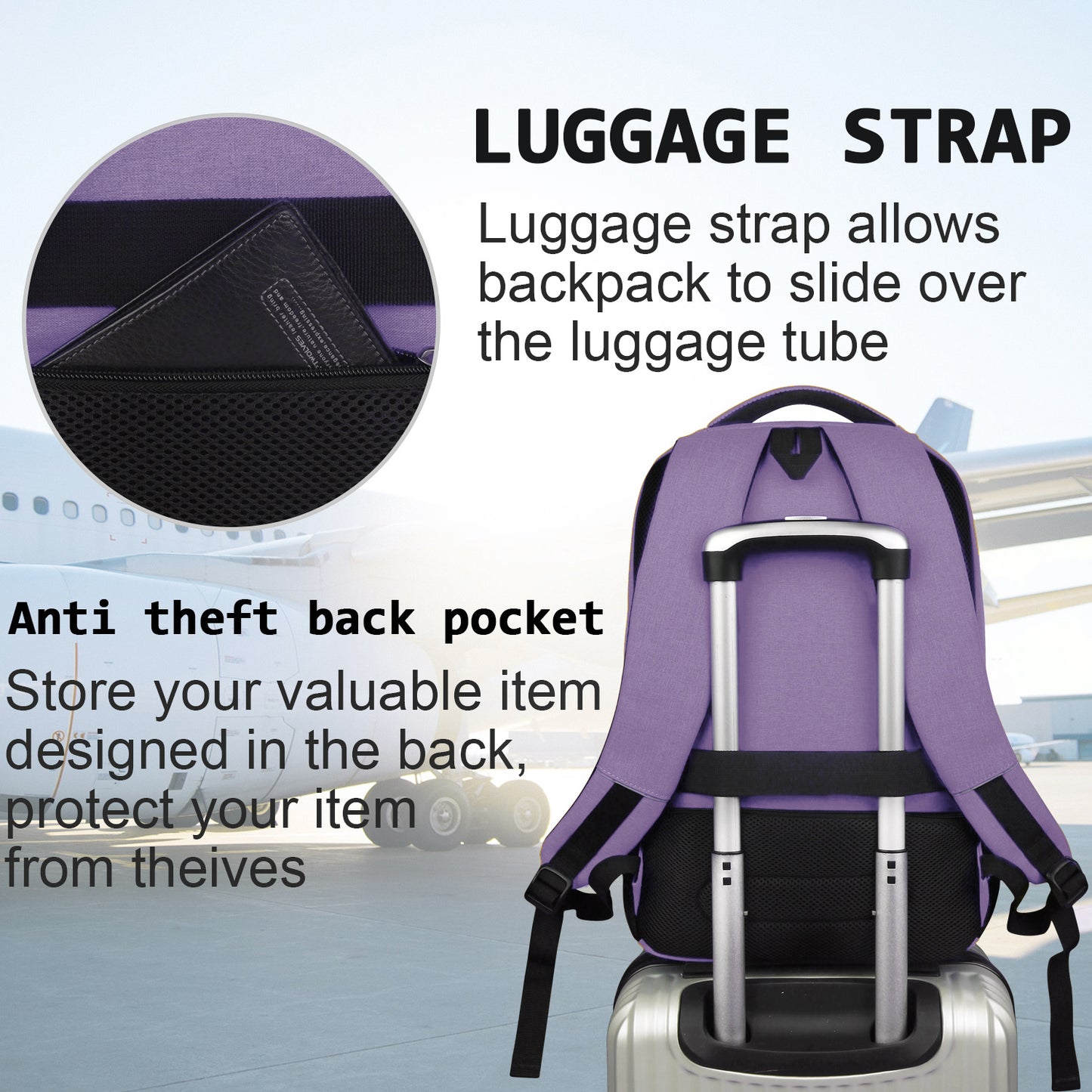 UKEIN Purple Laptop Backpack Computer Business Backpack for Adult Water Resistant Anti-Theft Laptop Backpack for Men
