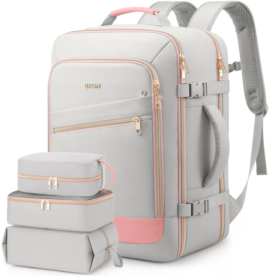 UKEIN Travel Backpack for Women Carry On Backpack Flight Approved 40L Personal Item Backpack Water Proof Backpack with Packing Cubes and Shoe Pocket