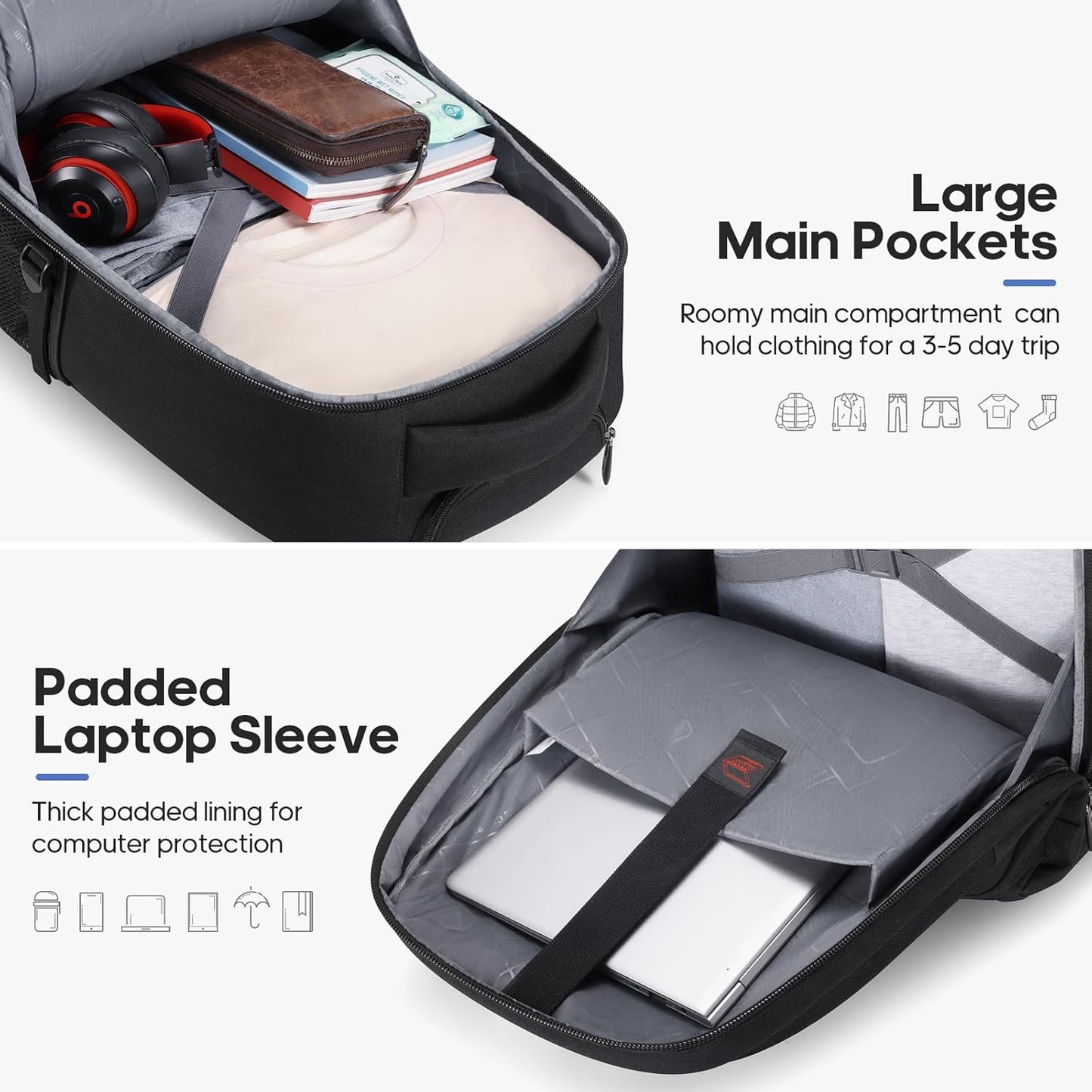 UKEIN Rolling Backpack for Adults 18inch Backpack with Wheels for Travel Water Resistant Roller Backpack with Lockable Zippers