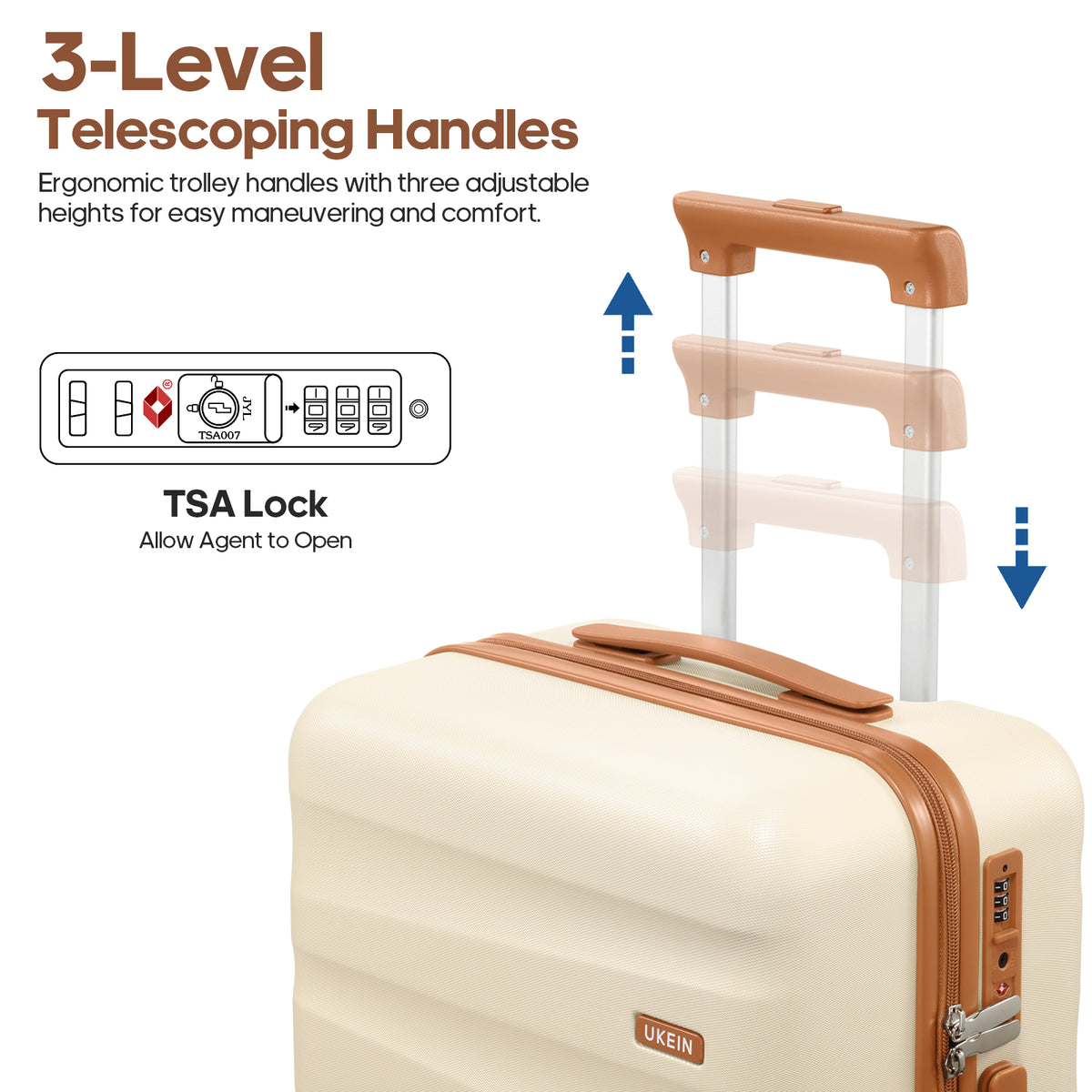 UKEIN Carry on Luggage Airline Approved 100% PC Hard Shell Carry On Suitcase with YKK Zipper Spinner Wheels TSA Lock Carry on with Backpack Set
