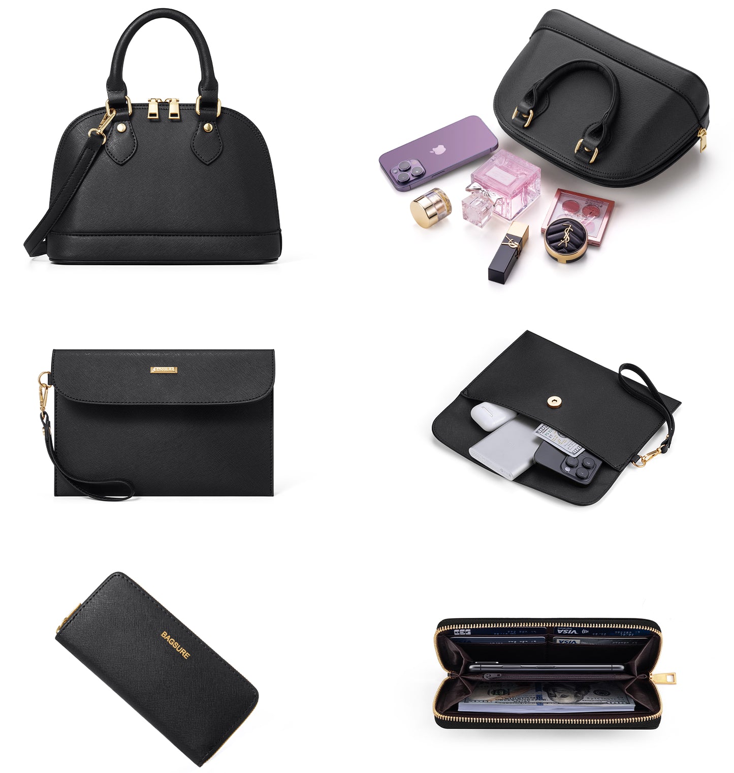 Women Handbags Set 4pcs Purses for Women Tote Bags Satchel Shoulder Bag Wristlet Bag Clutch Purse for Women