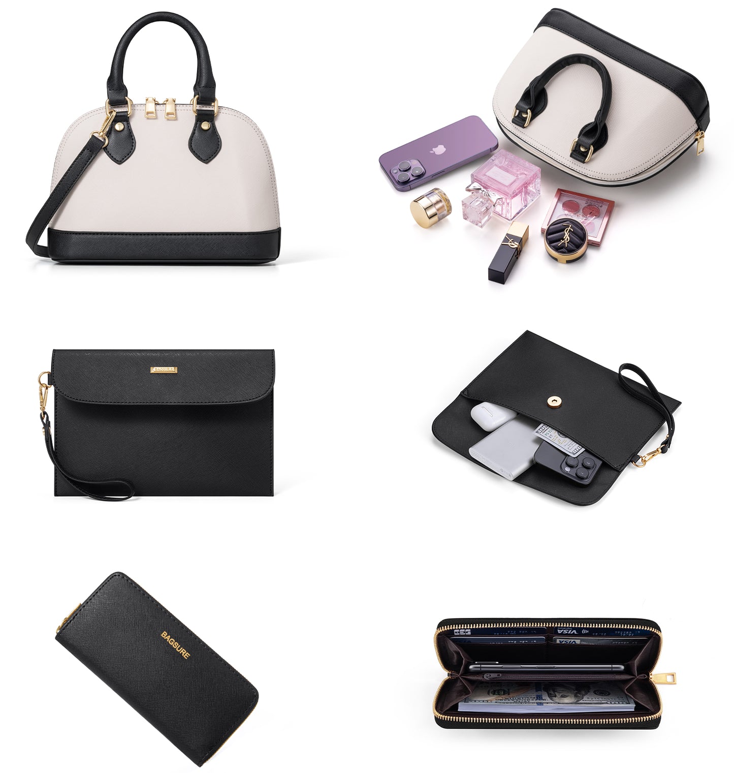 Women Handbags Set 4pcs Purses for Women Tote Bags Satchel Shoulder Bag Wristlet Bag Clutch Purse for Women