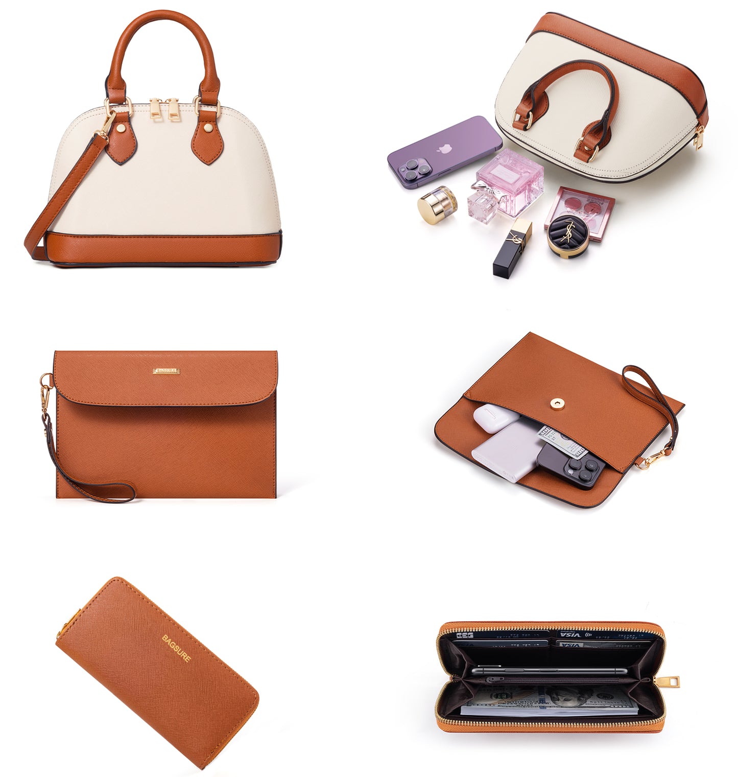 Women Handbags Set 4pcs Purses for Women Tote Bags Satchel Shoulder Bag Wristlet Bag Clutch Purse for Women