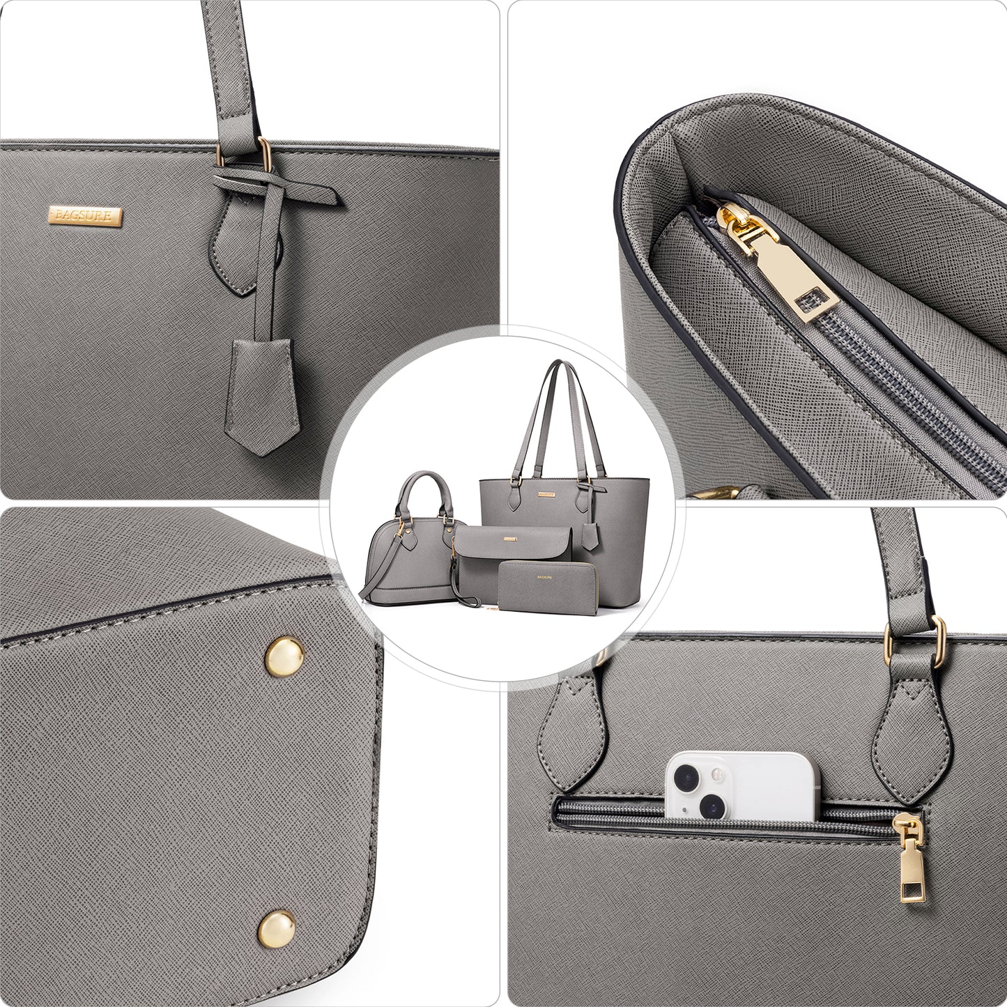 Women Handbags Set 4pcs Purses for Women Tote Bags Satchel Shoulder Bag Wristlet Bag Clutch Purse for Women