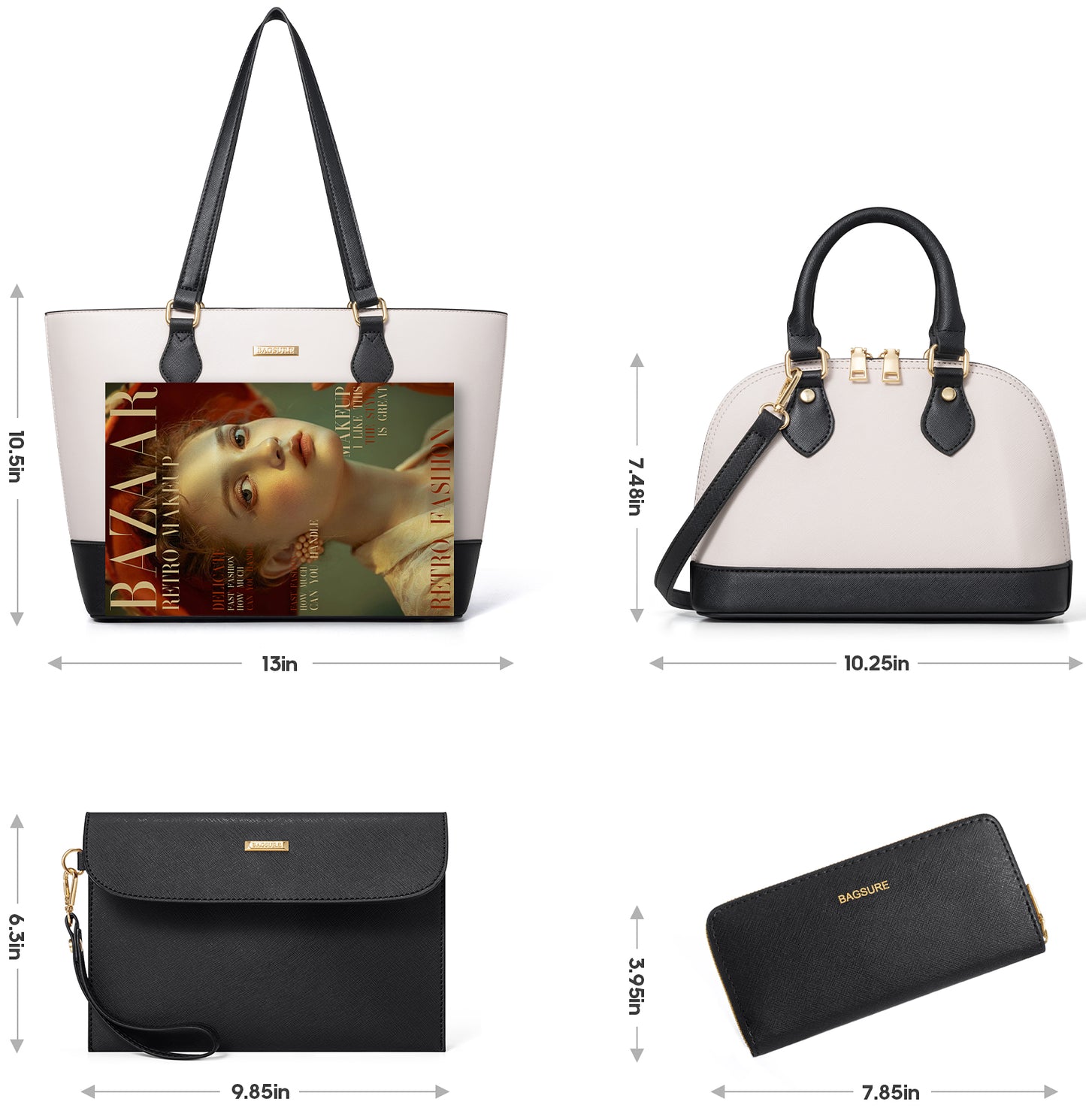 Women Handbags Set 4pcs Purses for Women Tote Bags Satchel Shoulder Bag Wristlet Bag Clutch Purse for Women