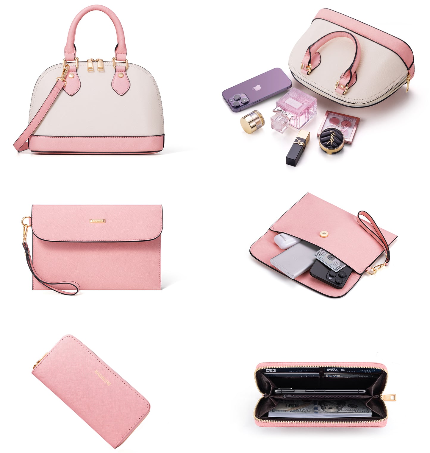 Women Handbags Set 4pcs Purses for Women Tote Bags Satchel Shoulder Bag Wristlet Bag Clutch Purse for Women