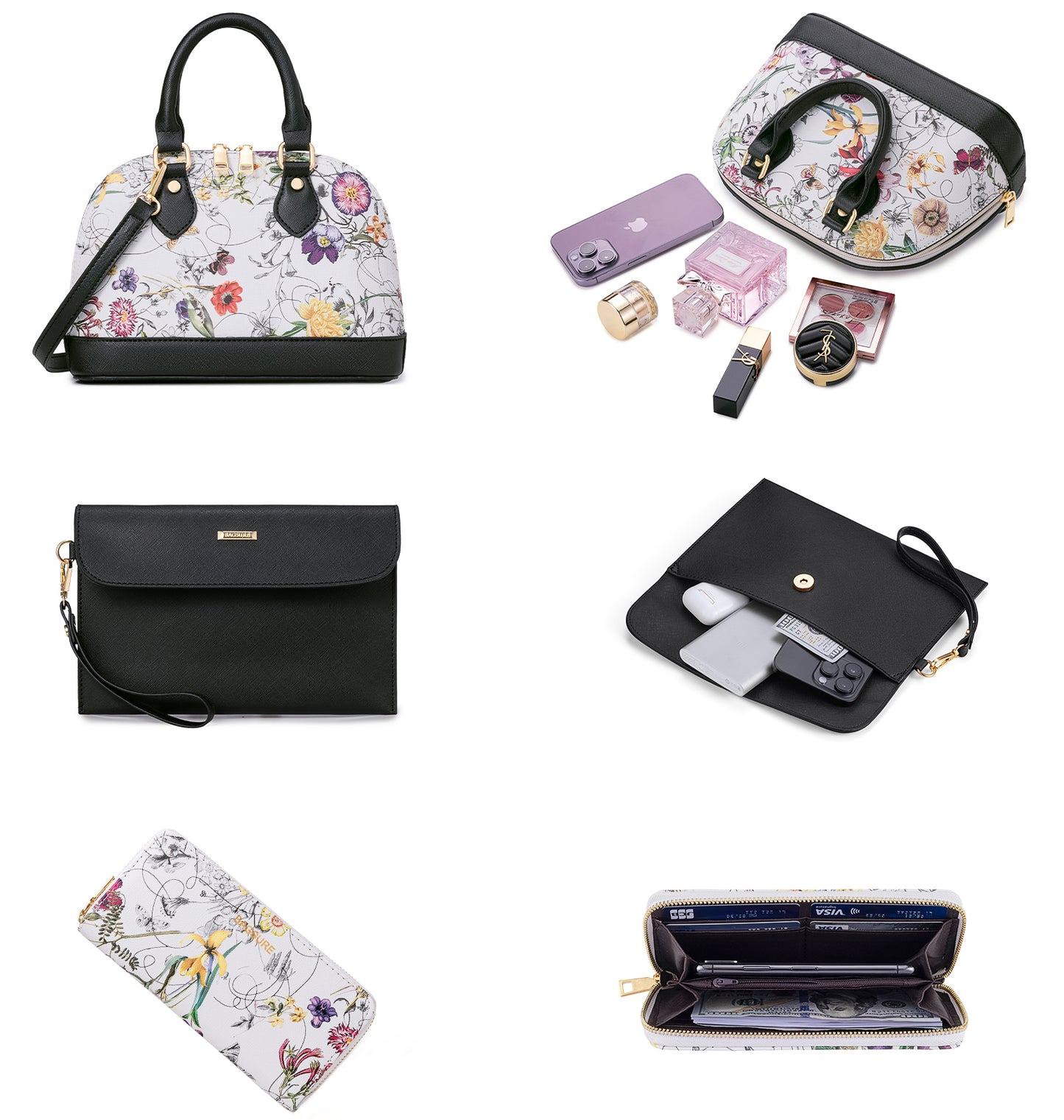 Women Handbags Set 4pcs Purses for Women Tote Bags Satchel Shoulder Bag Wristlet Bag Clutch Purse for Women