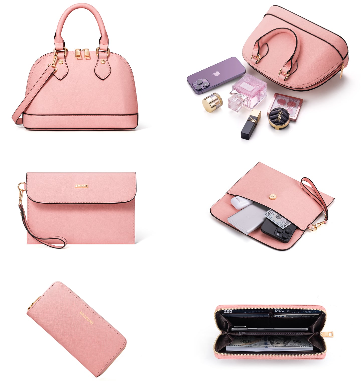 Women Handbags Set 4pcs Purses for Women Tote Bags Satchel Shoulder Bag Wristlet Bag Clutch Purse for Women