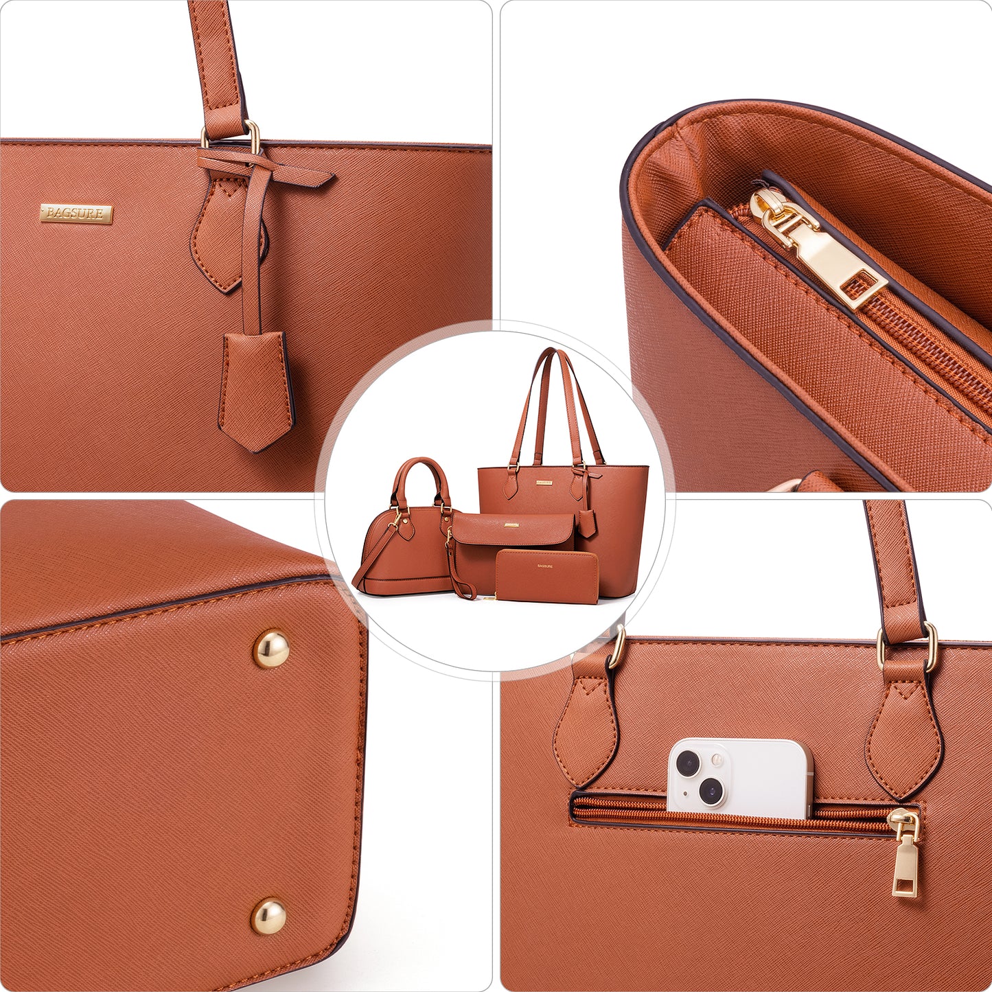 Women Handbags Set 4pcs Purses for Women Tote Bags Satchel Shoulder Bag Wristlet Bag Clutch Purse for Women