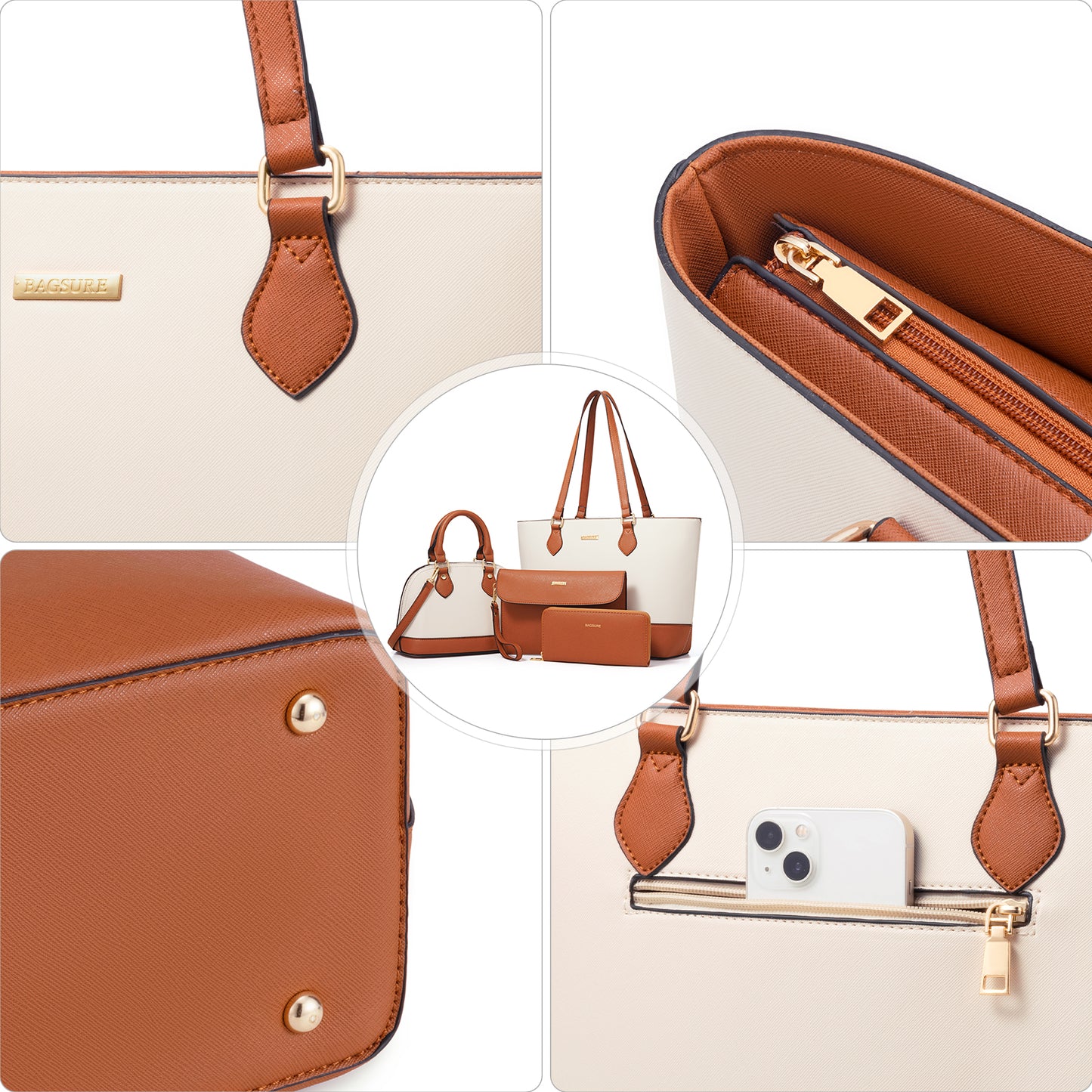 Women Handbags Set 4pcs Purses for Women Tote Bags Satchel Shoulder Bag Wristlet Bag Clutch Purse for Women
