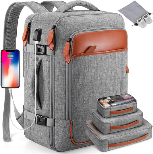 UKEIN Travel Backpack for Women Carry On Backpack Flight Approved 40L Waterproof Anti-Theft Personal Item Backpack with Packing Cubes and Shoe Pocket