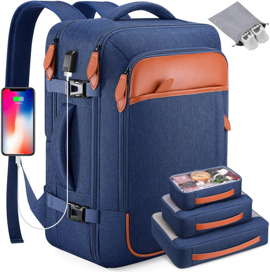 UKEIN Travel Backpack for Women Carry On Backpack Flight Approved 40L Waterproof Anti-Theft Personal Item Backpack with Packing Cubes and Shoe Pocket