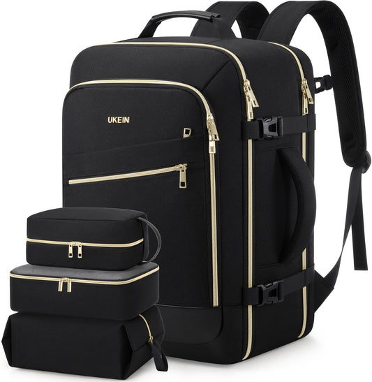 UKEIN Travel Backpack for Women Carry On Backpack Flight Approved 40L Personal Item Backpack Water Proof Backpack with Packing Cubes and Shoe Pocket
