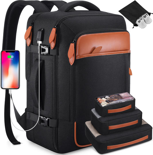 UKEIN Travel Backpack for Women Carry On Backpack Flight Approved 40L Waterproof Anti-Theft Personal Item Backpack with Packing Cubes and Shoe Pocket