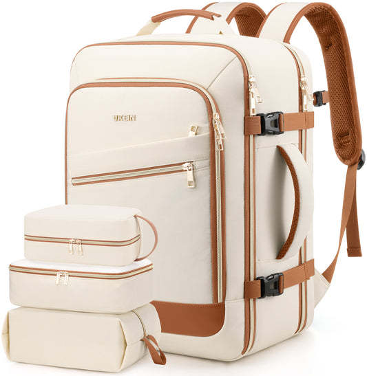 UKEIN Travel Backpack for Women Carry On Backpack Flight Approved 40L Personal Item Backpack Water Proof Backpack with Packing Cubes and Shoe Pocket