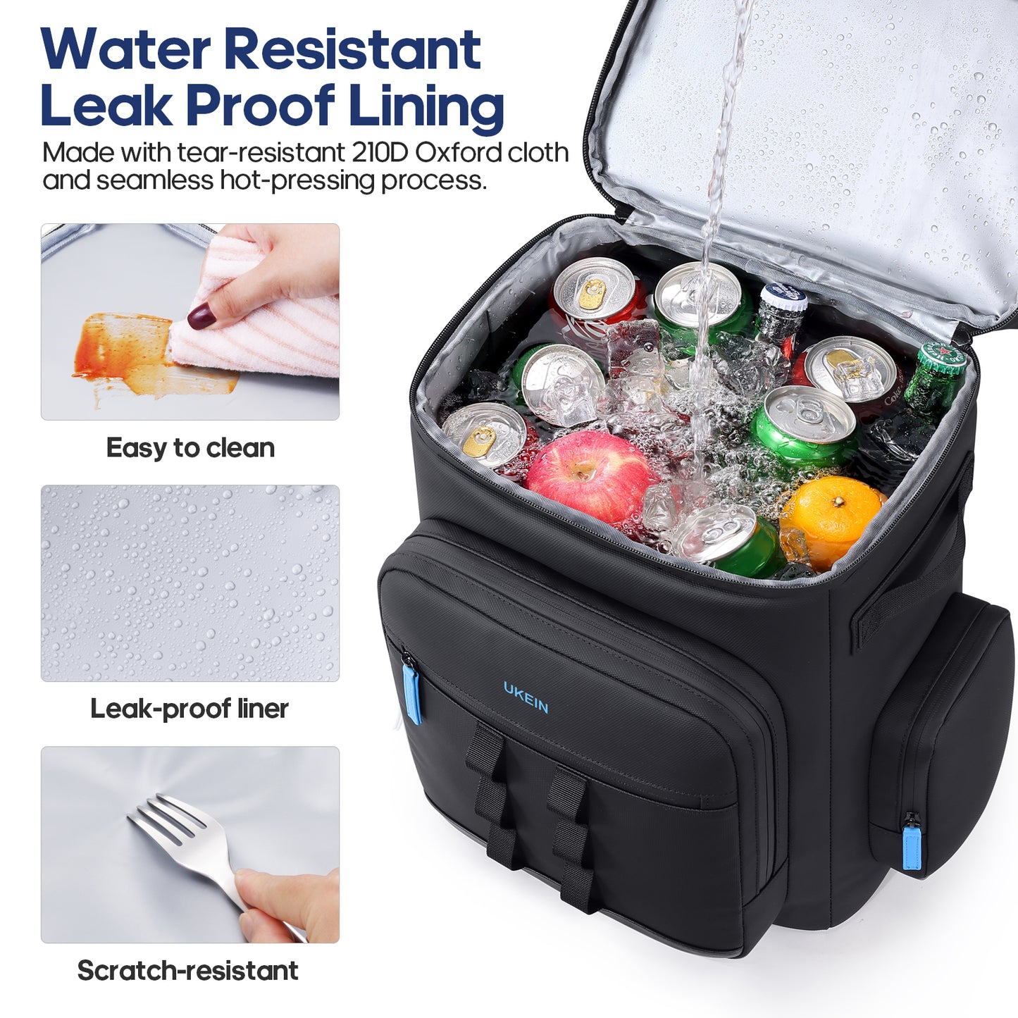 UKEIN 50 Can Backpack Cooler Insulated Leak Proof Soft Sided Cooler Backpack Waterproof Lunch Backpack for Men Women Camping Beach Picnic Work