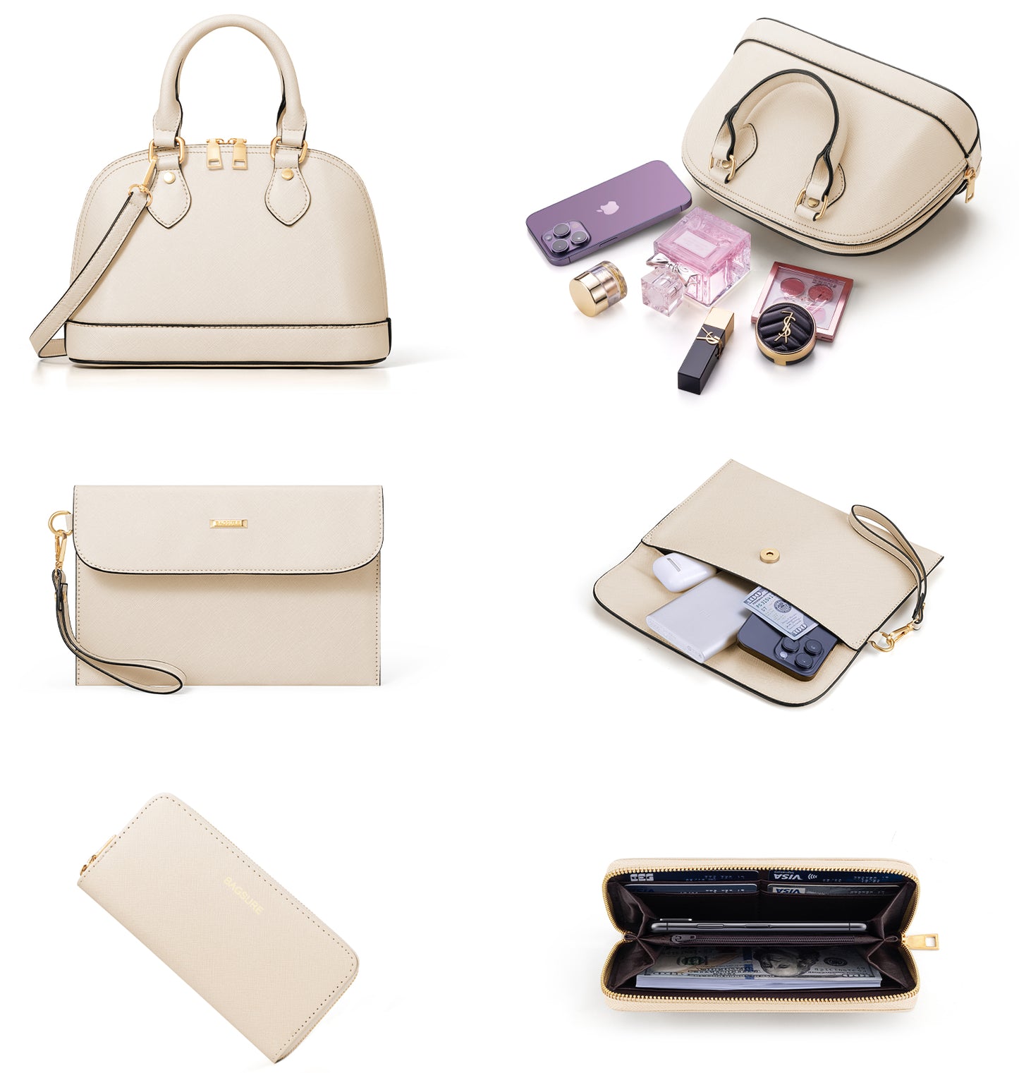 Women Handbags Set 4pcs Purses for Women Tote Bags Satchel Shoulder Bag Wristlet Bag Clutch Purse for Women