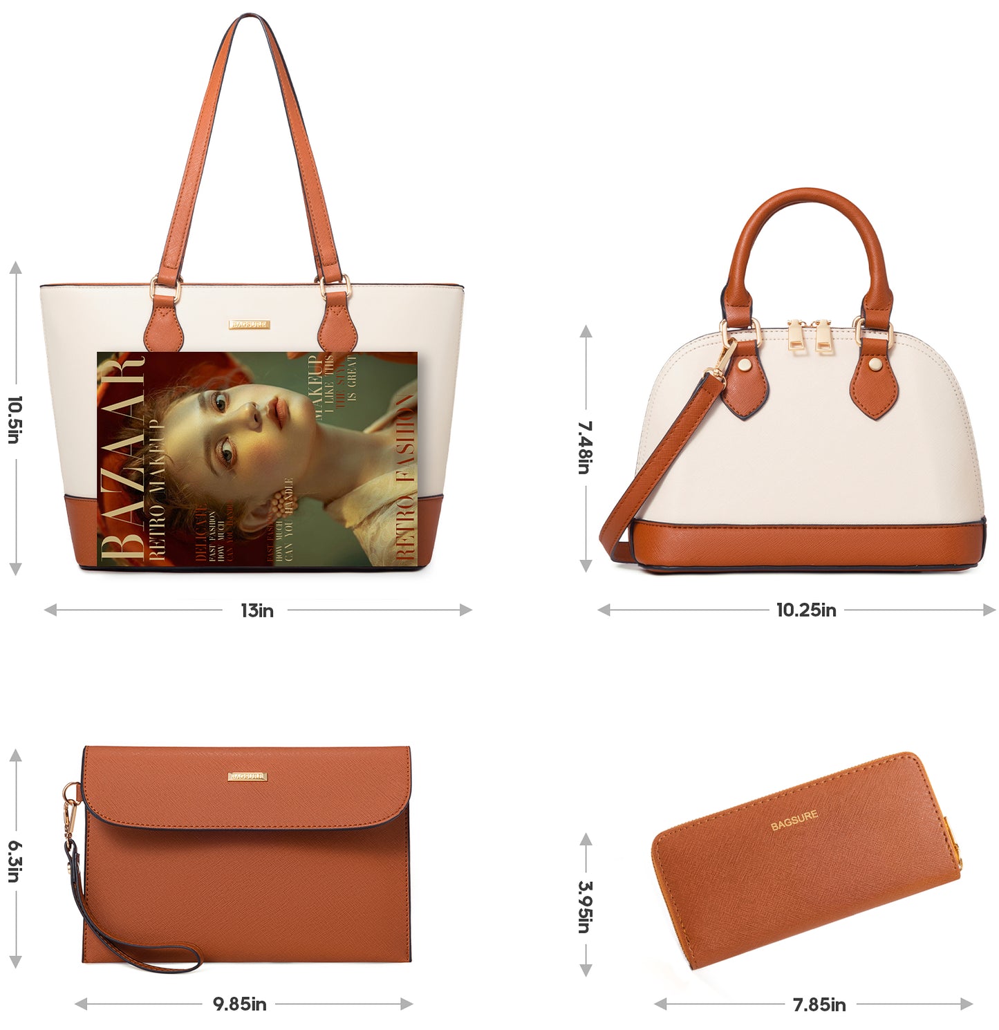Women Handbags Set 4pcs Purses for Women Tote Bags Satchel Shoulder Bag Wristlet Bag Clutch Purse for Women